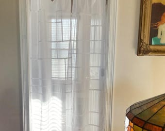 White Cotton Voile Pojagi Curtain Panel: Korean Patchwork Room Divider