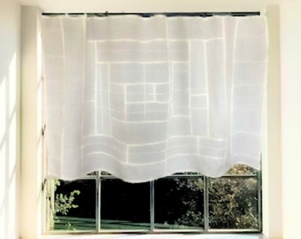 Your Basic Premium Linen Curtain Panels ~ Elegant Modernized Korean Art Stitching ~ Pojagi Patchwork