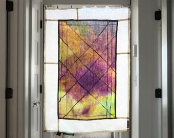 Hand-Dyed Stain Glass Inspired Linen Curtain - Hand-Dyed Japandi Wall Art  ~ Enchanting Privacy Screen~ Dorm Decor For Girls