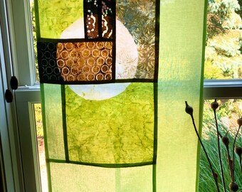 Craftsman Decor ~ Art Deco Curtains ~ Noren ~ Batik Curtains ~ Textile Wall Art Accent Curtain~ Contemporary Curtains ~ Bojagi