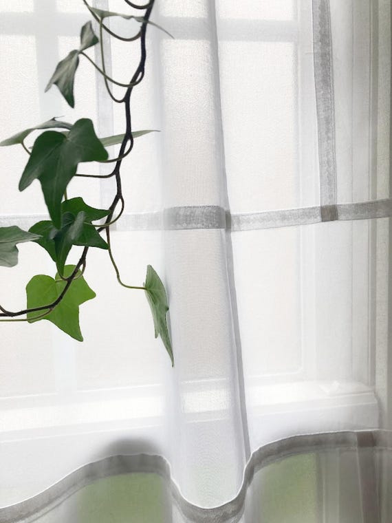 Custom Size Pojagi Curtain - Stained Glass Effect Sheer Panel - Organic Cotton Voile - Modern Korean Jogakbo - Tailored Zen Decor