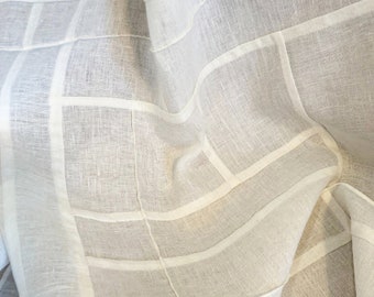 Your Basic Premium Linen Curtain Panels ~ Elegant Modernized Korean Art Stitching ~ Pojagi Patchwork