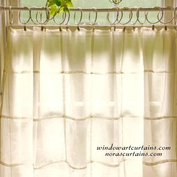 Off-White Grid Curtain Panel ~ Mansa Cotton Linen Look ~ Custom Designed Curtains