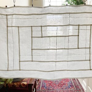 Your Basic Premium Linen Curtain Panels ~ Elegant Modernized Korean Art Stitching ~ Pojagi Patchwork