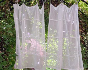 Cotton Voile Sheer Grid Panel •   8 Neutral Tones • Japandi Window Treatment • Luxury Textile Art