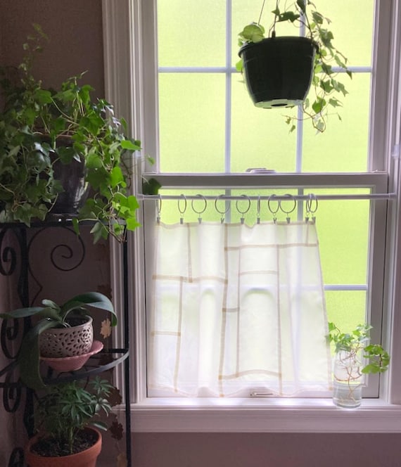 White Cotton Voile Pojagi Curtain Panel: Korean Patchwork Room Divider