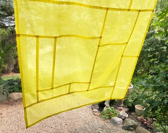 Bespoke Custom Pojagi Curtain in Saffron Yellow