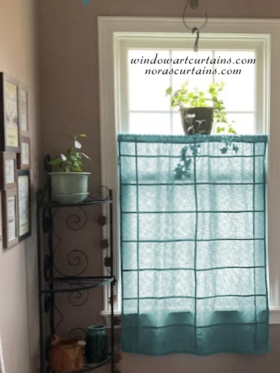 Shoji Screen Pattern ~ Custom Size Panels ~ Opaque Curtains Hand-dyed in Blue Spruce