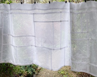 Custom White Pojagi Curtain Panel: Organic Cotton Voile, Korean Patchwork