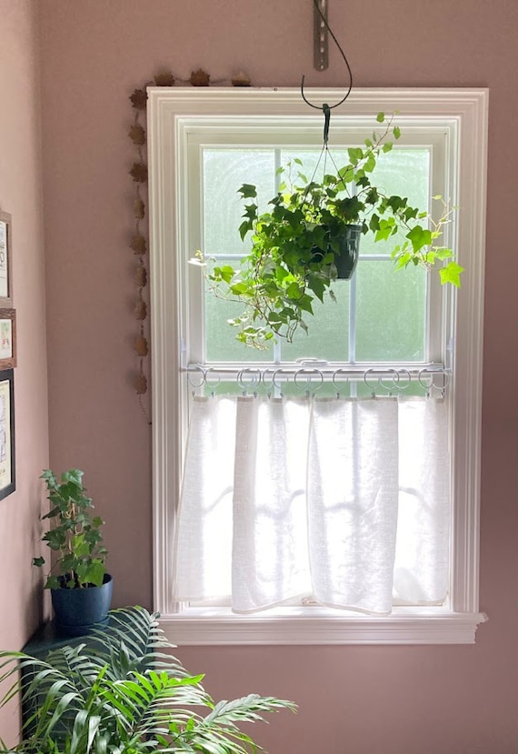 White Linen Look Cotton Curtain Panel: Hypoallergenic Mansa Cotton ~ Opaque, Minimalist Style