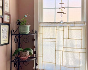 Opaque Mansa Cotton Curtain in White and Off White Pojagi Panel