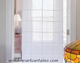 Opaque Mansa Cotton Curtain •  9 Neutral Tones • Geometric Grid Window Panel