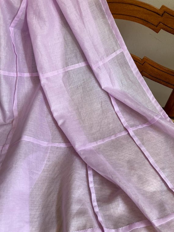 Lavender Grid Design ~ Cotton Voile Curtain Panel: Custom Handmade ~ Sheer Curtains