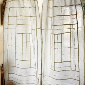 Your Basic Premium Linen Curtain Panels Elegant Modernized Korean Art Stitching Pojagi Patchwork image 4