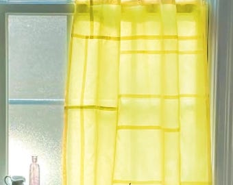 Natural Cotton Voile Drape in Sheer, Translucent Patchwork Saffron Yellow