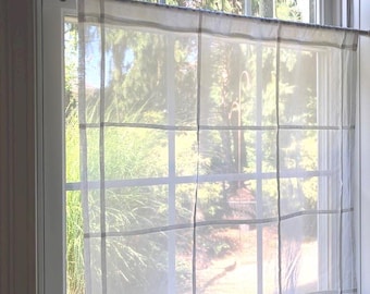 Geometric Grid Curtain Panel • Luxury Cotton Voile •   8 Colors