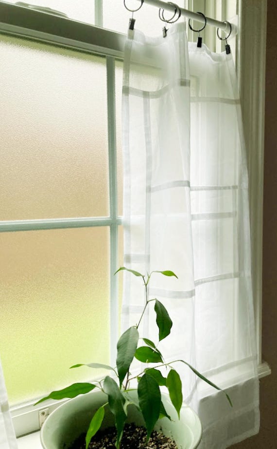Custom Made Pojagi Curtain - Sheer Organic Cotton Voile - Bespoke Korean Patchwork Panel - Made to Measure Zen Window Treatment