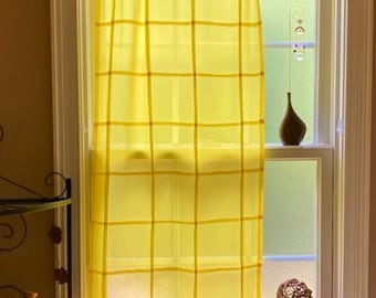 Cotton Voile Curtain Panel • 8 Neutral Tones • Custom-Made Geometric Grid Window Treatment