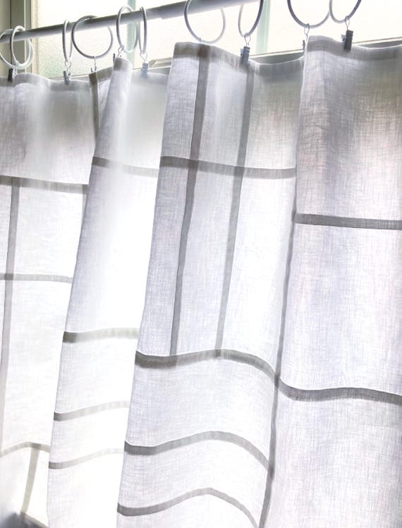 White Cotton Pojagi Curtain Panel: Korean Patchwork, Opaque