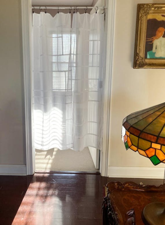 Custom Made Pojagi Curtain - Sheer Organic Cotton Voile - Bespoke Korean Patchwork Panel - Made to Measure Zen Window Treatment