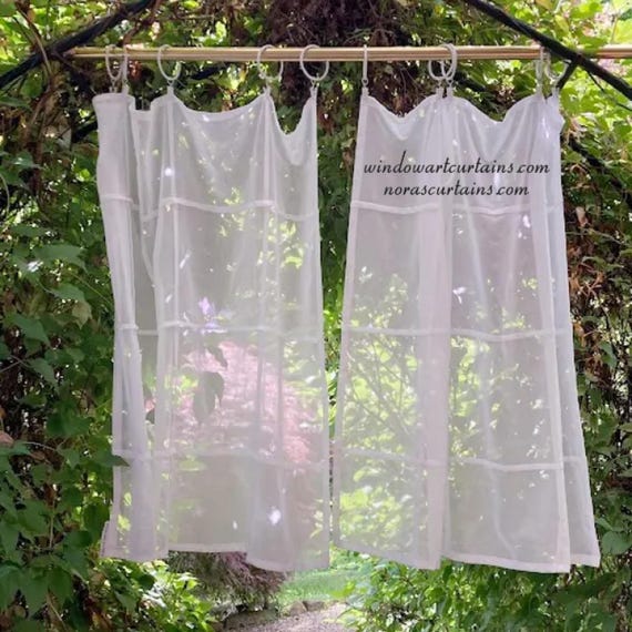 Custom White Zen Curtain: The Stained Glass Grid in Sheer Voile