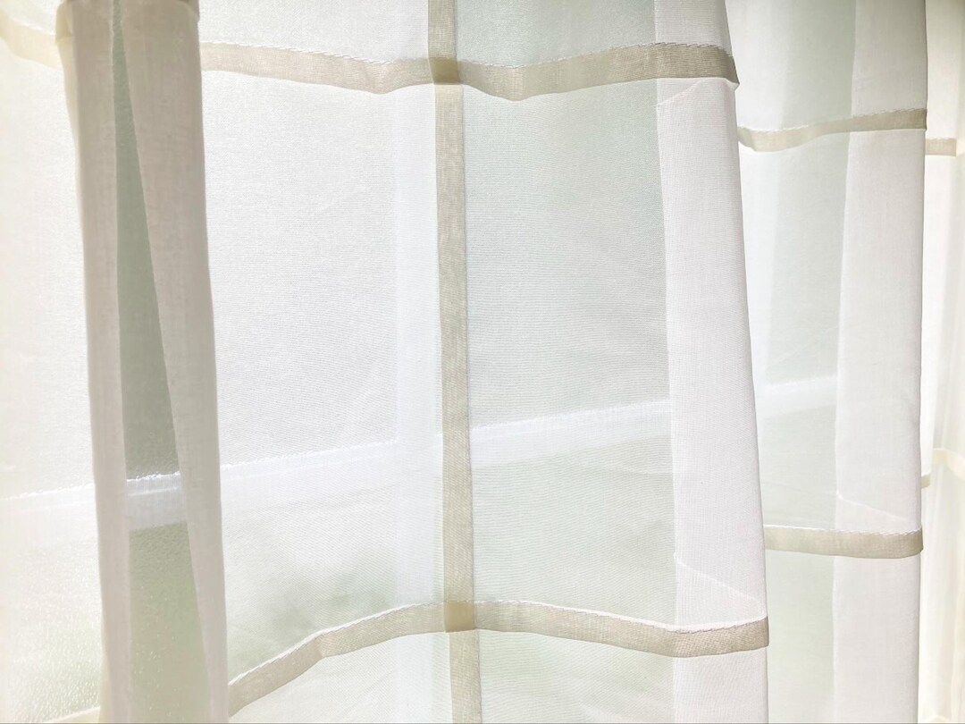 Glass Block Curtain Panel in OFF-WHITE ~ Ultra Soft Cotton Voile ...