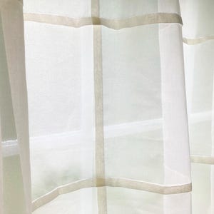 Off-White Cotton Voile Noren Curtain: Glass Block Room Divider