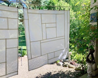 Custom Opaque Pojagi Cafe Curtains • 9 Neutral Tones • Luxury Textile Art