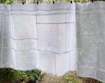Custom-Made Sheer Cafe Curtain Panel •  8 Neutral Tones • Minimalist Cotton Voile Pojagi