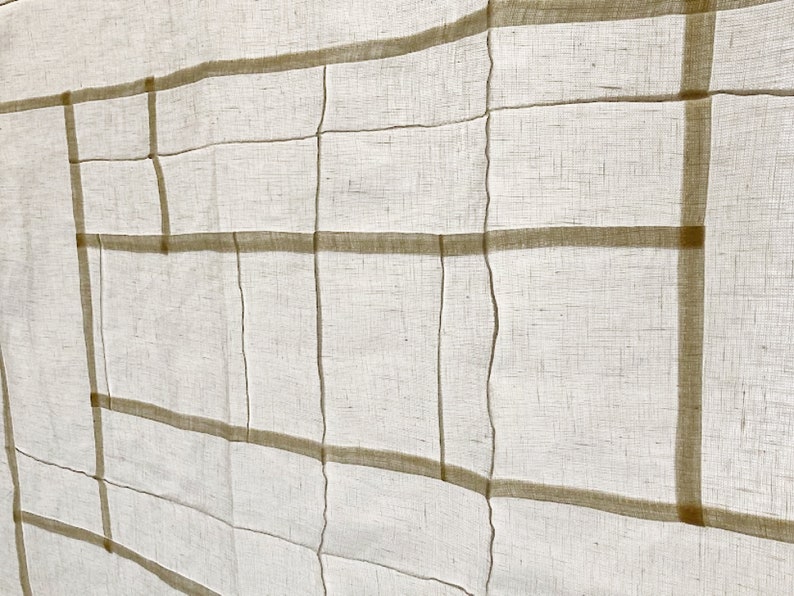 Your Basic Premium Linen Curtain Panels Elegant Modernized Korean Art Stitching Pojagi Patchwork image 6