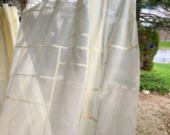 Korean Pojagi Patchwork Tapestry •  8 Neutral Tones • Sheer Cotton Voile Window Hanging