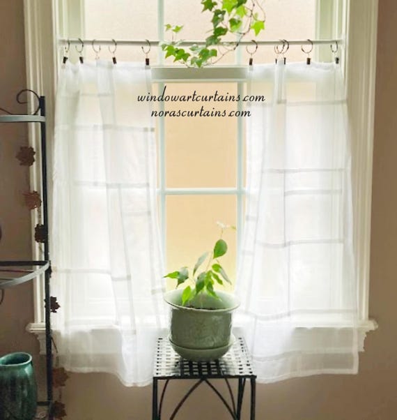 Custom Made Pojagi Curtain - Sheer Organic Cotton Voile - Bespoke Korean Patchwork Panel - Made to Measure Zen Window Treatment