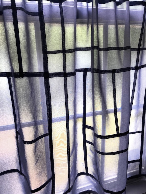 Hand-Dyed Navy Blue Pojagi Curtain: Soft Organic Cotton Voile, Korean Patchwork~ Sheer Curtains