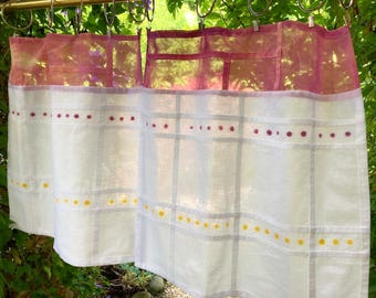 Minimalist Pojagi Cafe Curtains in Mauve Pink Set