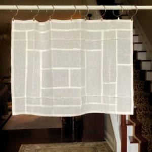 Your Basic Premium Linen Curtain Panels Elegant Modernized Korean Art Stitching Pojagi Patchwork image 1