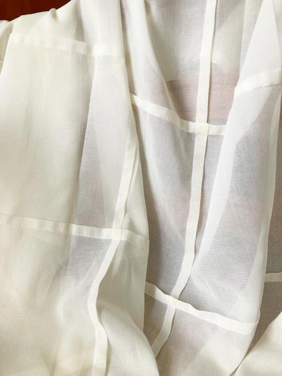 Ethereal Off-White Grid Panel | Light-Filtering Zen Window Art
