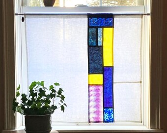 Mission Craftsman Stained Glass Panel ~  Pojagi  ~ Japanese Noren Curtain
