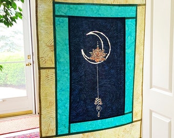 Lotus Flower in Crescent Moon ~ Unalome Wall Art ~ Accent Curtain