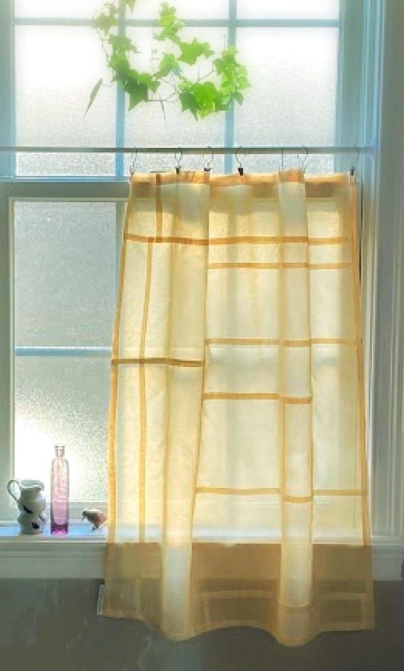 Butter Yellow Custom Pojagi Curtain Panel: Hand-Dyed Organic Cotton Voile~ Sheer Curtains
