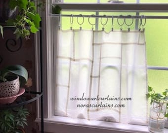 White Sheer Cafe Curtain Panel •  8 Neutral Tones • Minimalist Cotton Voile Bedroom Drapery
