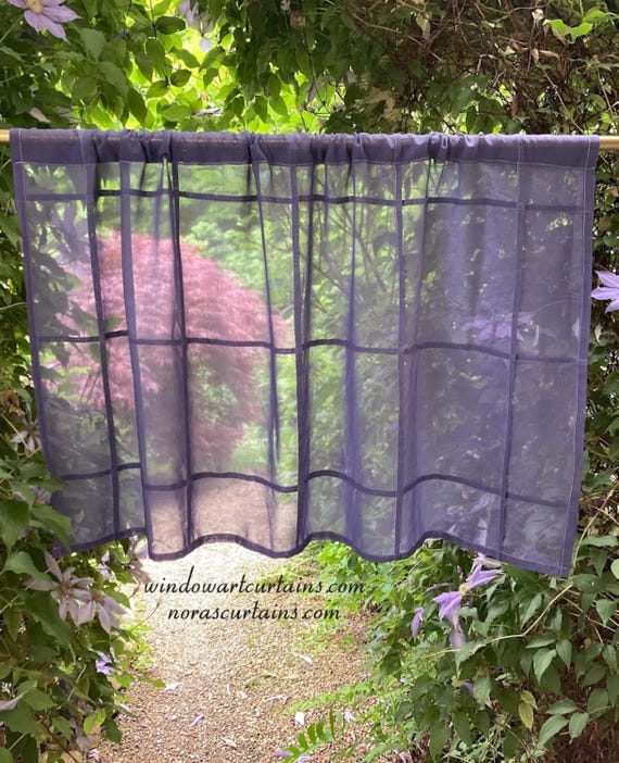 Midnight Glow Navy Pojagi Curtain | Custom Sheer Organic Voile