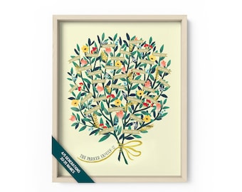Custom Family Tree | Family Tree Chart | Family Tree Print | Genealogy Gift | Family History Gift | 4/5 Generations | Begonia