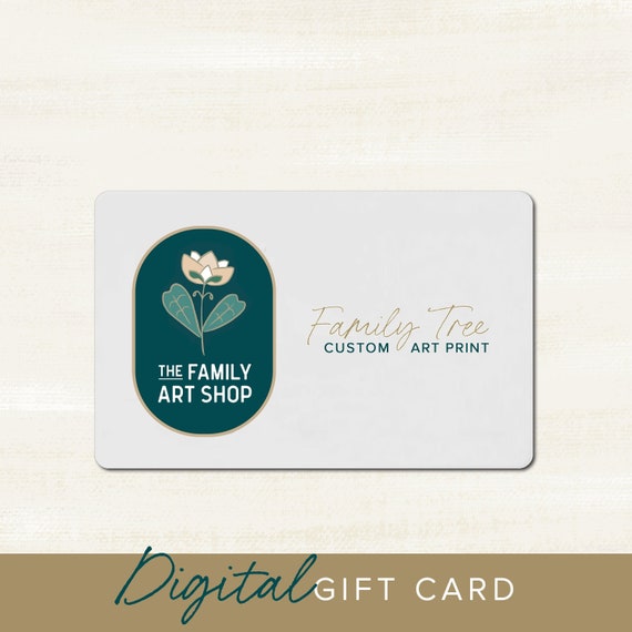 Gift Card, Gift Certificate, Digital Gift Card Any Tree Design in Any Size  