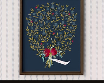 Albero genealogico personalizzato, stampa dell'albero genealogico, storia familiare, schema dell'albero genealogico, albero genealogico, albero genealogico dipinto, 4/5 generazioni, foglia di limone