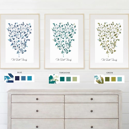 Custom Family Tree, Family Tree Print, Family History, Family Tree shops Chart, Family Tree, Watercolor Family Tree, 4/5 Generations, Eucalyptus