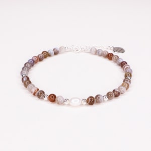 Kavachi, Men's pearl bracelet, all-stone bracelet, cultured pearl bracelet, agate bracelet, gift idea, Men's jewelry image 5