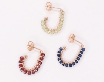 Sinh, Birthstone earrings, precious stone hoops, birthstone jewelry, precious stone, Mom Gift Jewelry