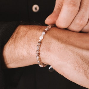 Kavachi, Men's pearl bracelet, all-stone bracelet, cultured pearl bracelet, agate bracelet, gift idea, Men's jewelry image 8