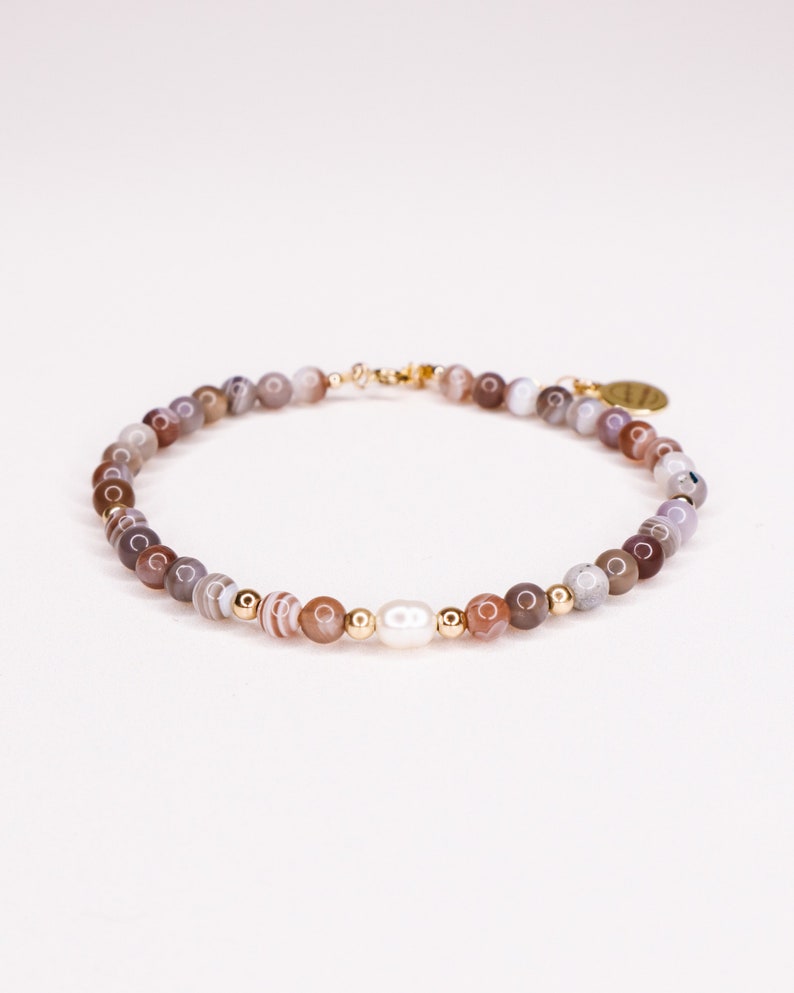Kavachi, Men's pearl bracelet, all-stone bracelet, cultured pearl bracelet, agate bracelet, gift idea, Men's jewelry image 2