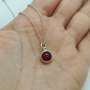 Carnelian Sterling silver pendant, red minimal sterling silver necklace, christmas gift for her, tiny red pendant